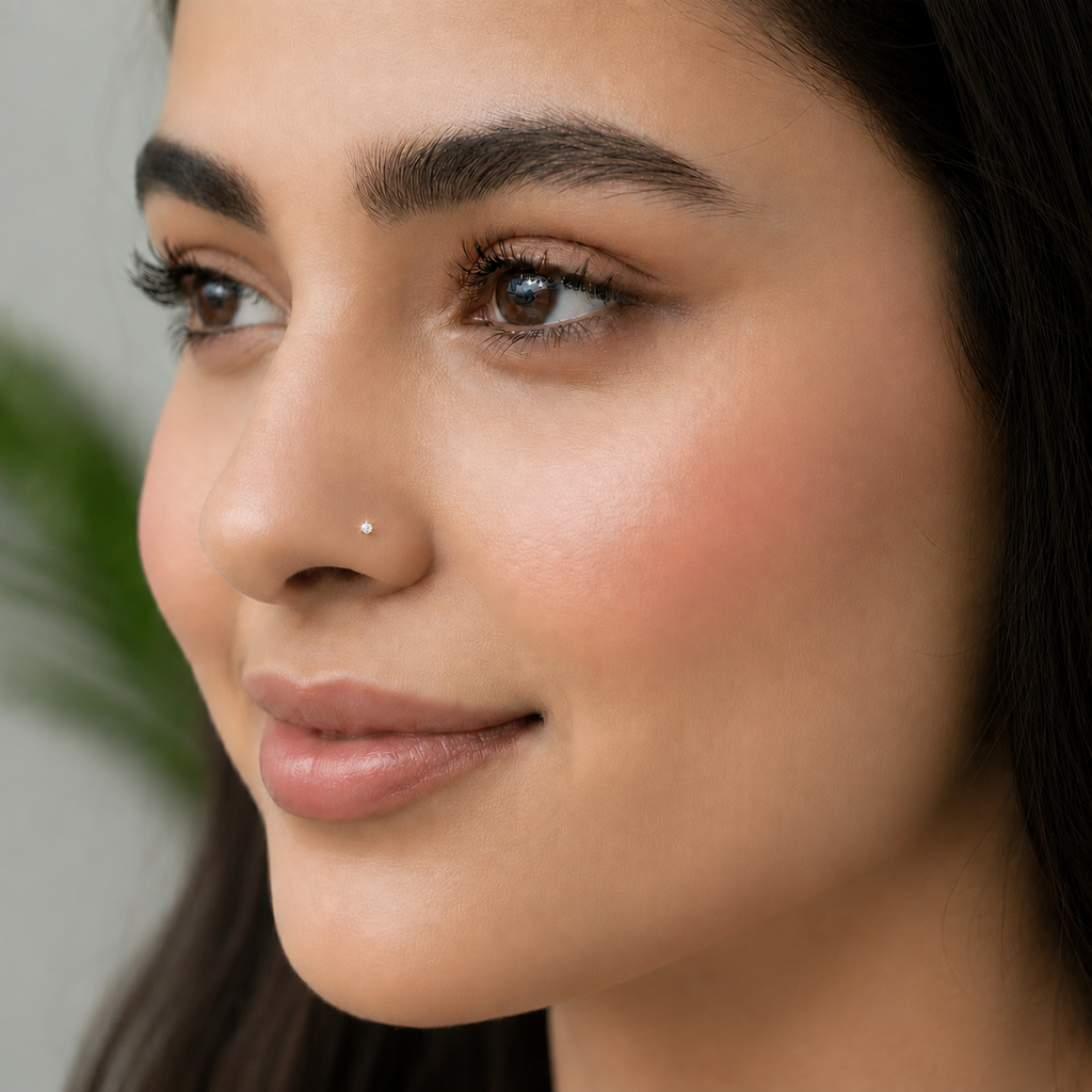 Mariella Delicate Solitaire Lab Grown Diamond Nose Pin in Gold Micron Plated 925 Silver