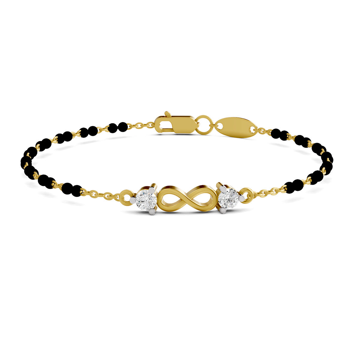 Lab Grown Diamond 925 Sterling Silver 0.35CT Dual Solitaire Infinity Gold Plated Mangalsutra Bracelet