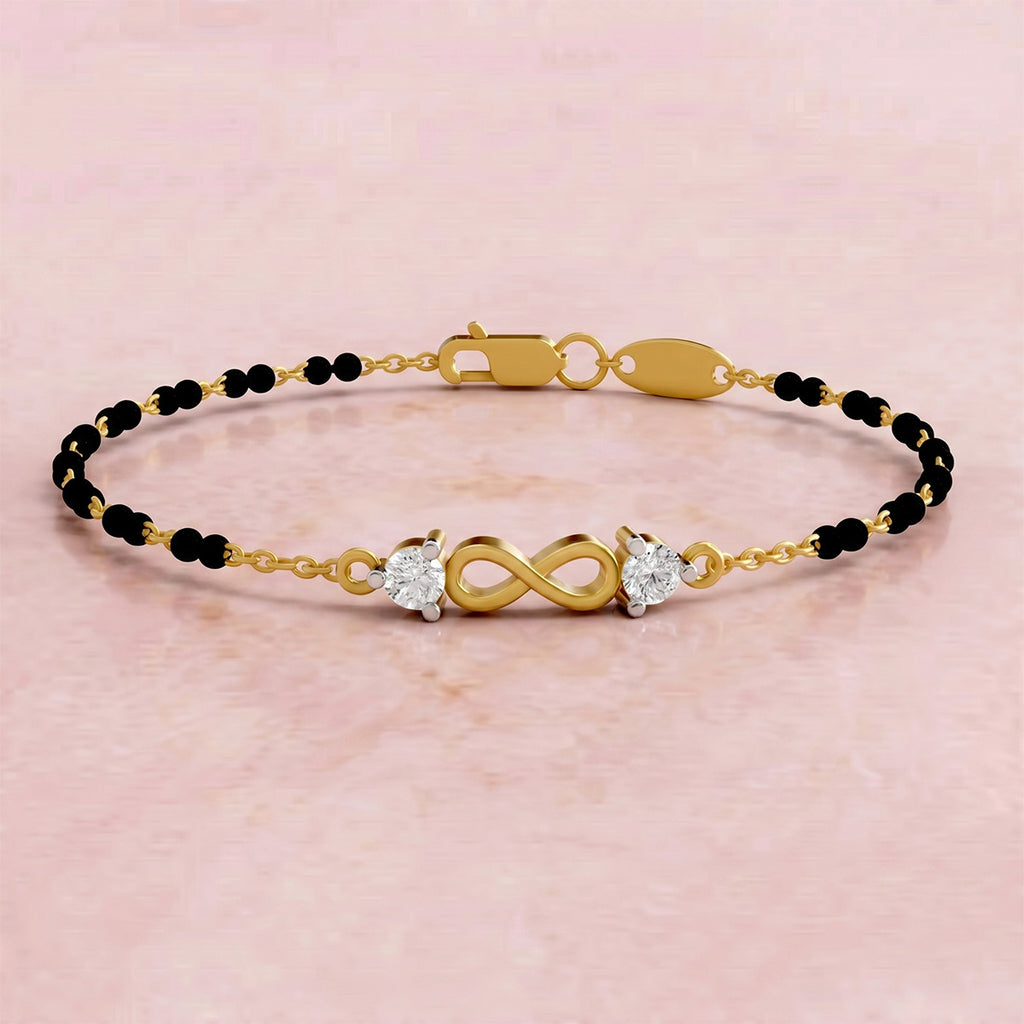 Lab Grown Diamond 925 Sterling Silver 0.35CT Dual Solitaire Infinity Gold Plated Mangalsutra Bracelet