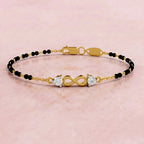 Lab Grown Diamond 925 Sterling Silver 0.35CT Dual Solitaire Infinity Gold Plated Mangalsutra Bracelet