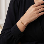 Lab Grown Diamond 925 Sterling Silver 0.35CT Dual Solitaire Infinity Gold Plated Mangalsutra Bracelet