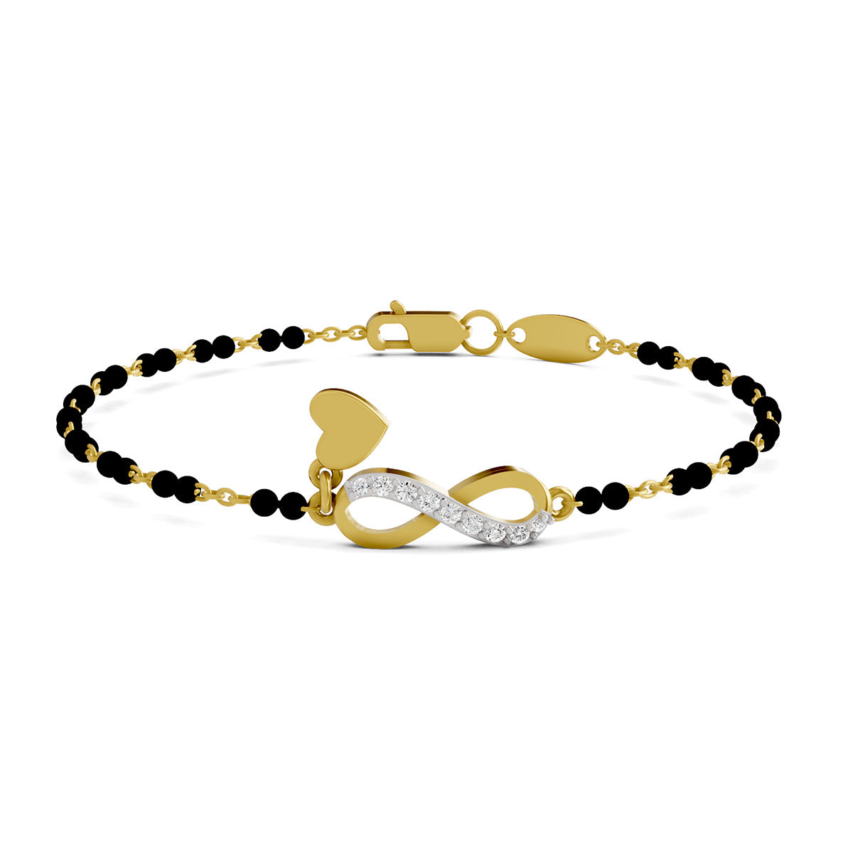 Lab Grown Diamond 925 Sterling Silver 0.12CT Cruciform Floral Gold Plated Mangalsutra Bracelet