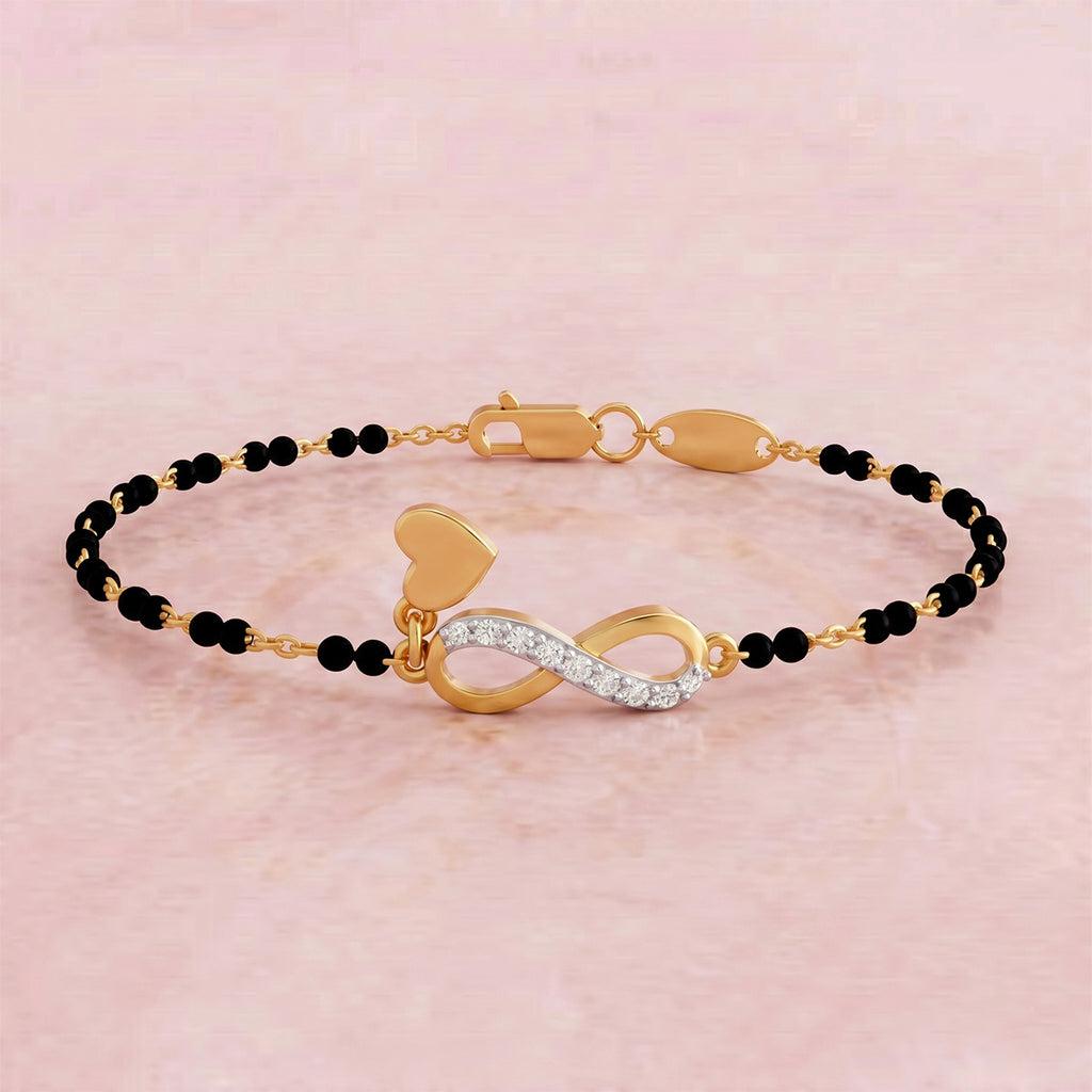 Lab Grown Diamond 925 Sterling Silver 0.12CT Cruciform Floral Gold Plated Mangalsutra Bracelet