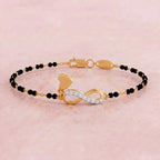 Lab Grown Diamond 925 Sterling Silver 0.12CT Cruciform Floral Gold Plated Mangalsutra Bracelet