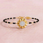 Lab Grown Diamond 925 Sterling Silver 0.2CT Floral Cluster Gold Plated Mangalsutra Bracelet