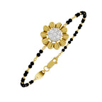 Lab Grown Diamond 925 Sterling Silver 0.2CT Floral Cluster Gold Plated Mangalsutra Bracelet