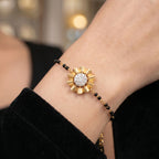 Lab Grown Diamond 925 Sterling Silver 0.2CT Floral Cluster Gold Plated Mangalsutra Bracelet