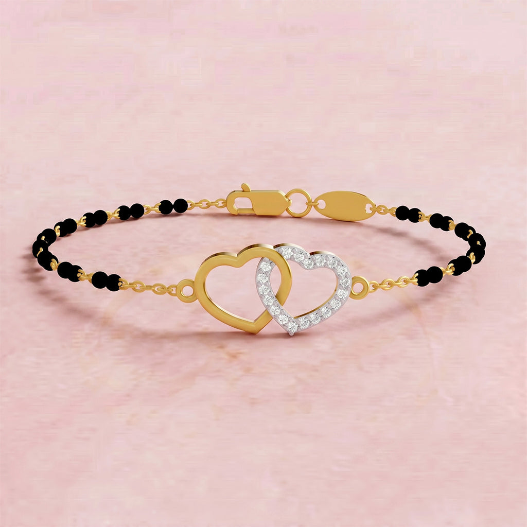 Lab Grown Diamond 925 Sterling Silver 0.12CT Hexagonal Halo Gold Plated Mangalsutra Bracelet