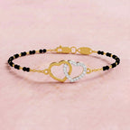 Lab Grown Diamond 925 Sterling Silver 0.12CT Hexagonal Halo Gold Plated Mangalsutra Bracelet