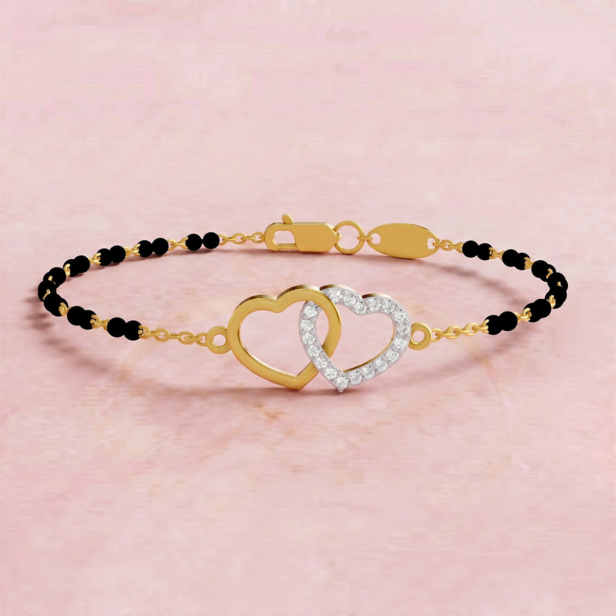 Lab Grown Diamond 925 Sterling Silver 0.12CT Hexagonal Halo Gold Plated Mangalsutra Bracelet