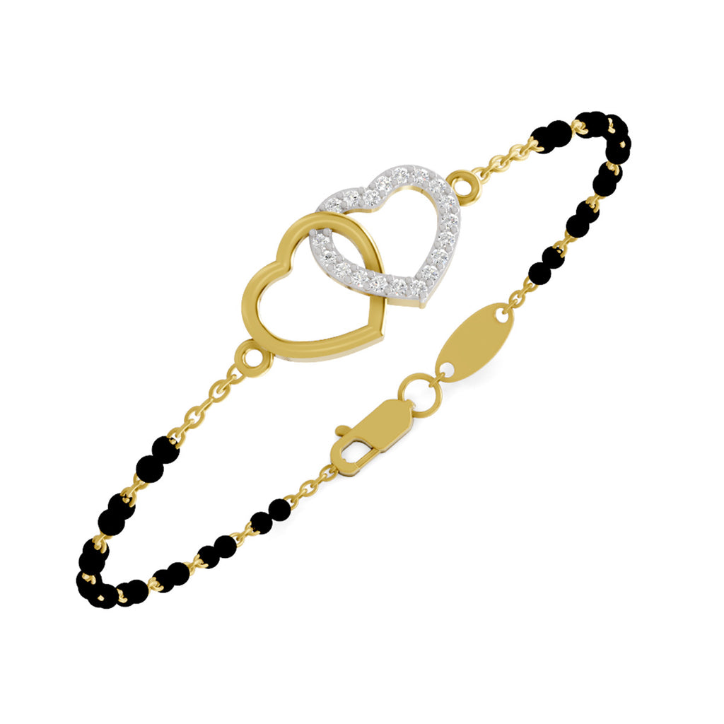 Lab Grown Diamond 925 Sterling Silver 0.12CT Hexagonal Halo Gold Plated Mangalsutra Bracelet