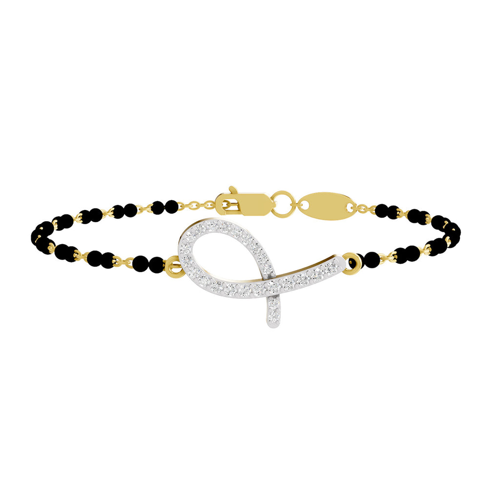 Lab Grown Diamond 925 Sterling Silver 0.32CT Four-Petal Clover Gold Plated Mangalsutra Bracelet