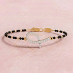 Lab Grown Diamond 925 Sterling Silver 0.32CT Four-Petal Clover Gold Plated Mangalsutra Bracelet