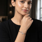 Lab Grown Diamond 925 Sterling Silver 0.32CT Four-Petal Clover Gold Plated Mangalsutra Bracelet