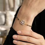 Lab Grown Diamond 925 Sterling Silver 0.22CT Pave Clover Gold Plated Mangalsutra Bracelet