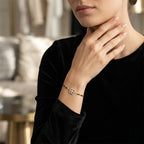 Lab Grown Diamond 925 Sterling Silver 0.22CT Pave Clover Gold Plated Mangalsutra Bracelet