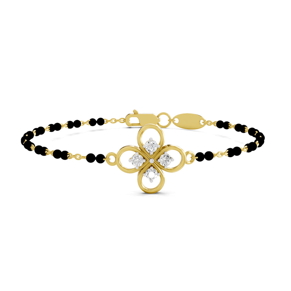 Lab Grown Diamond 925 Sterling Silver 0.26CT Intertwined Hearts Gold Plated Mangalsutra Bracelet