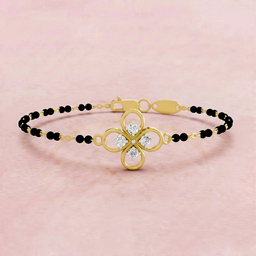 Lab Grown Diamond 925 Sterling Silver 0.26CT Intertwined Hearts Gold Plated Mangalsutra Bracelet