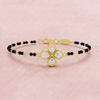 Lab Grown Diamond 925 Sterling Silver 0.26CT Intertwined Hearts Gold Plated Mangalsutra Bracelet