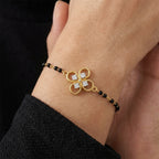Lab Grown Diamond 925 Sterling Silver 0.26CT Intertwined Hearts Gold Plated Mangalsutra Bracelet