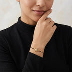 Lab Grown Diamond 925 Sterling Silver 0.26CT Intertwined Hearts Gold Plated Mangalsutra Bracelet