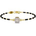 Lab Grown Diamond 925 Sterling Silver 0.2CT Abstract Wave Gold Plated Mangalsutra Bracelet