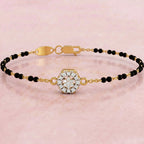 Lab Grown Diamond 925 Sterling Silver 0.2CT Abstract Wave Gold Plated Mangalsutra Bracelet