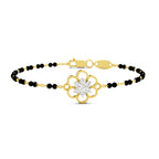 Lab Grown Diamond 925 Sterling Silver 0.33CT Fluted Sunflower Gold Plated Mangalsutra Bracelet