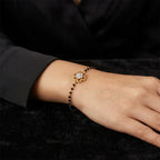 Lab Grown Diamond 925 Sterling Silver 0.33CT Fluted Sunflower Gold Plated Mangalsutra Bracelet
