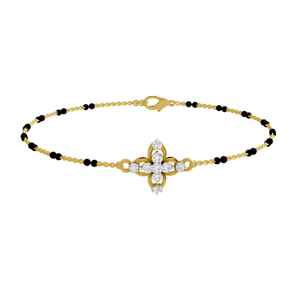 Lab Grown Diamond 925 Sterling Silver 0.22CT Infinity Heart Charm Gold Plated Mangalsutra Bracelet
