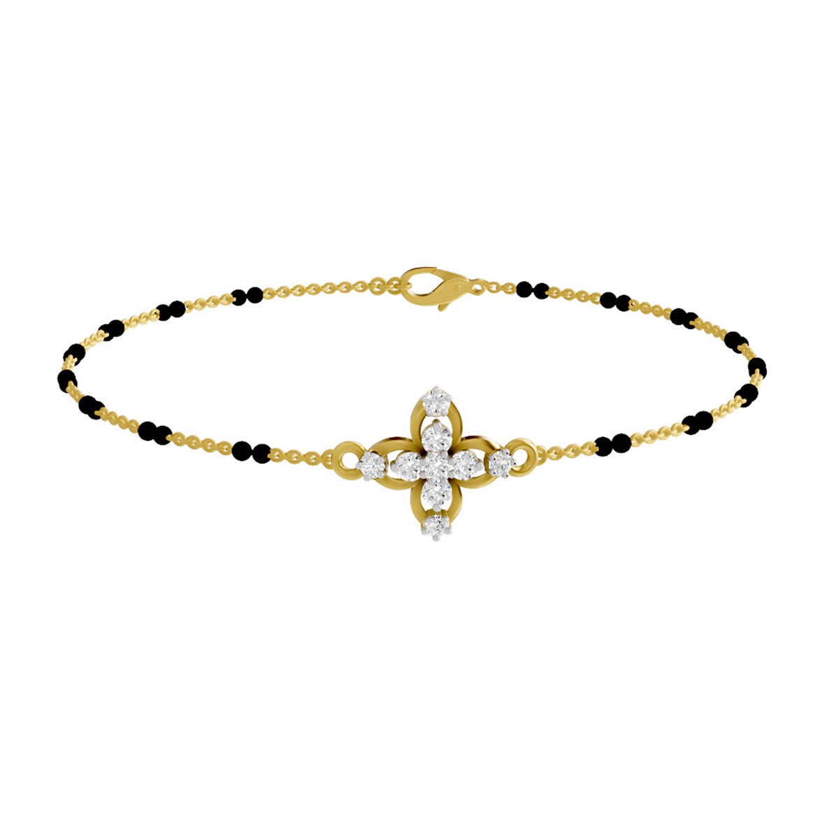 Lab Grown Diamond 925 Sterling Silver 0.22CT Infinity Heart Charm Gold Plated Mangalsutra Bracelet