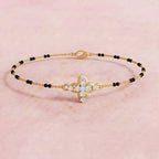 Lab Grown Diamond 925 Sterling Silver 0.22CT Infinity Heart Charm Gold Plated Mangalsutra Bracelet