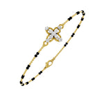 Lab Grown Diamond 925 Sterling Silver 0.22CT Infinity Heart Charm Gold Plated Mangalsutra Bracelet