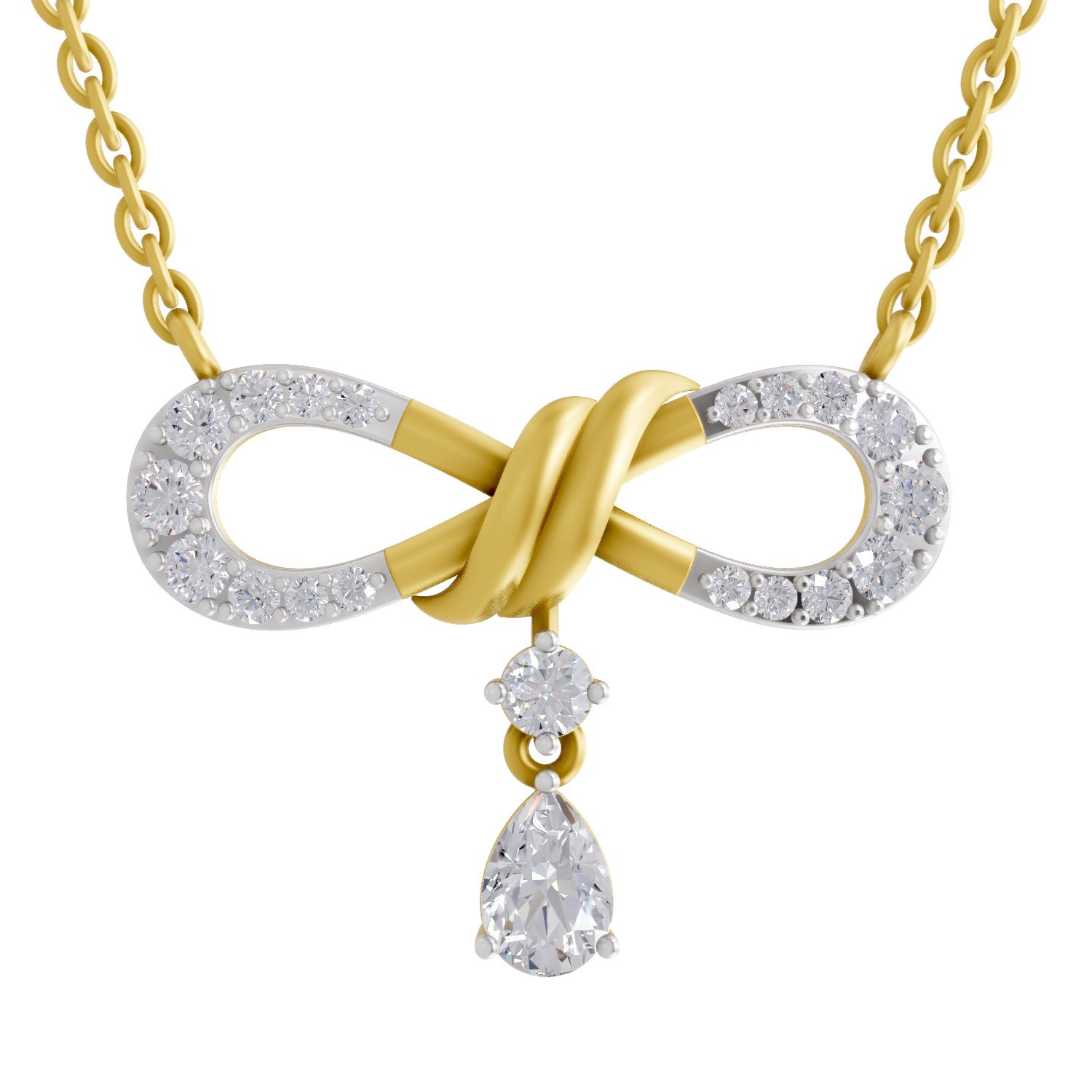 Lab Grown Diamond Necklace 1.04 Carat IGI Certified Round Shape 925 Sterling Silver Gold Plated Infinity Pendant Necklace