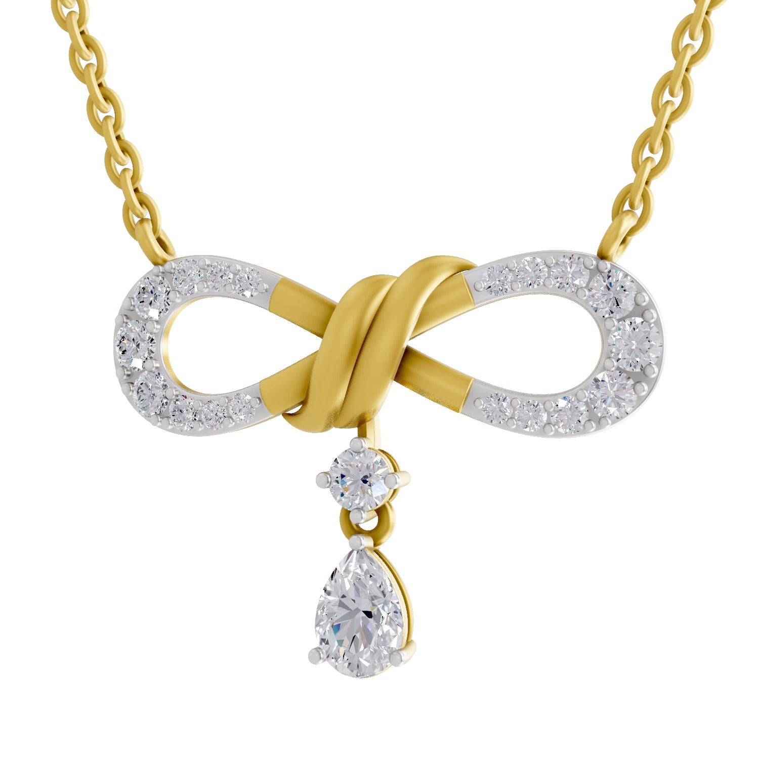Lab Grown Diamond Necklace 1.04 Carat IGI Certified Round Shape 925 Sterling Silver Gold Plated Infinity Pendant Necklace