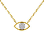 Lab Grown Diamond Necklace 0.25 Carat IGI Certified Round Shape 925 Sterling Silver Gold Plated Evil Eye Pendant Necklace