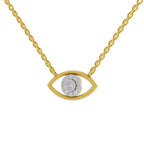 Lab Grown Diamond Necklace 0.25 Carat IGI Certified Round Shape 925 Sterling Silver Gold Plated Evil Eye Pendant Necklace
