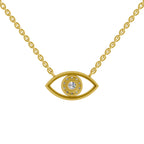Lab Grown Diamond Necklace 0.25 Carat IGI Certified Round Shape 925 Sterling Silver Gold Plated Evil Eye Pendant Necklace