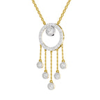 Lab Grown Diamond Necklace 1.49 Carat IGI Certified Round Shape 925 Sterling Silver Yellow Gold Plated Dream Catcher Necklace