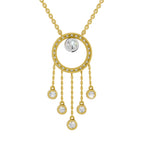 Lab Grown Diamond Necklace 1.49 Carat IGI Certified Round Shape 925 Sterling Silver Yellow Gold Plated Dream Catcher Necklace