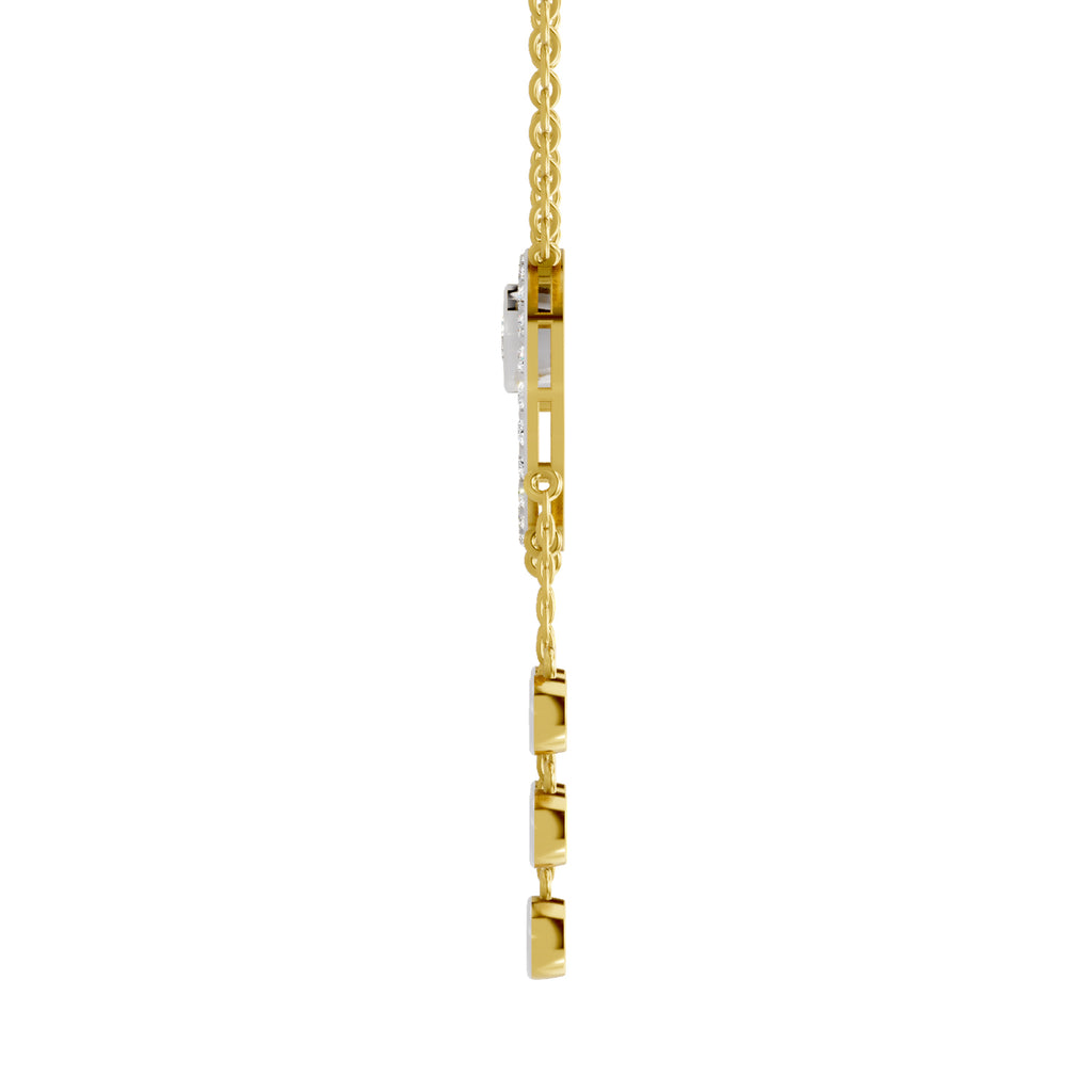 Lab Grown Diamond Necklace 1.49 Carat IGI Certified Round Shape 925 Sterling Silver Yellow Gold Plated Dream Catcher Necklace