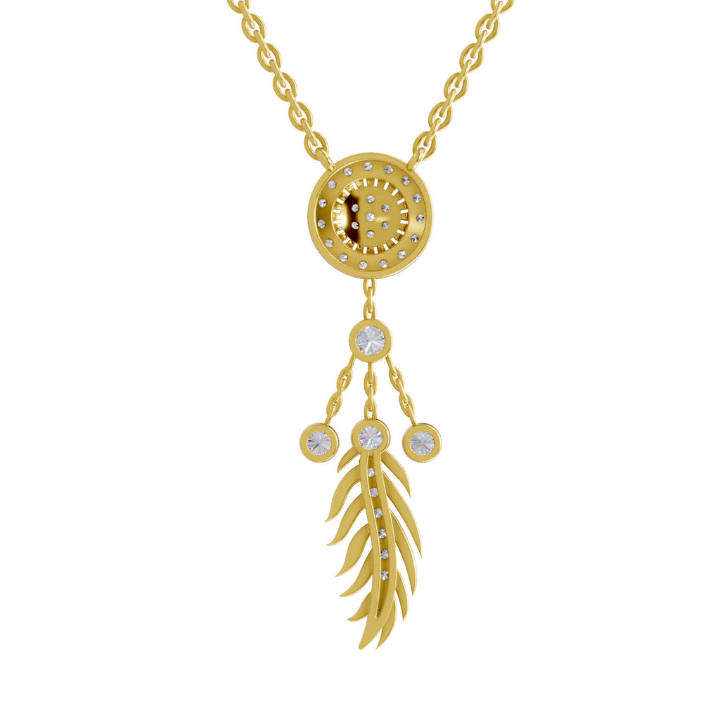 Lab Grown Diamond Necklace 0.59 Carat IGI Certified Round Shape 925 Sterling Silver Gold Plated Dream Catcher Pendant Necklace