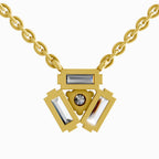 Lab Grown Diamond Necklace 0.44 Carat IGI Certified Round & Baguette Shape 925 Sterling Silver Yellow Gold Plated Fashion Necklace