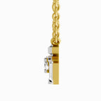 Lab Grown Diamond Necklace 0.44 Carat IGI Certified Round & Baguette Shape 925 Sterling Silver Yellow Gold Plated Fashion Necklace