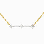 Lab Grown Diamond Necklace 0.2 Carat IGI Certified Round & Princess Shape 925 Sterling Silver Yellow Gold Plated Fashion Necklace