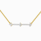 Lab Grown Diamond Necklace 0.2 Carat IGI Certified Round & Princess Shape 925 Sterling Silver Yellow Gold Plated Fashion Necklace