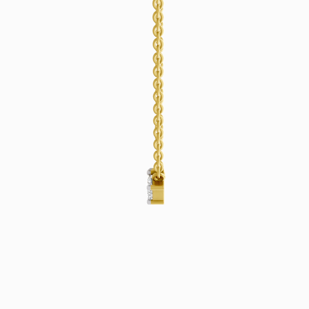 Lab Grown Diamond Necklace 0.2 Carat IGI Certified Round & Princess Shape 925 Sterling Silver Yellow Gold Plated Fashion Necklace