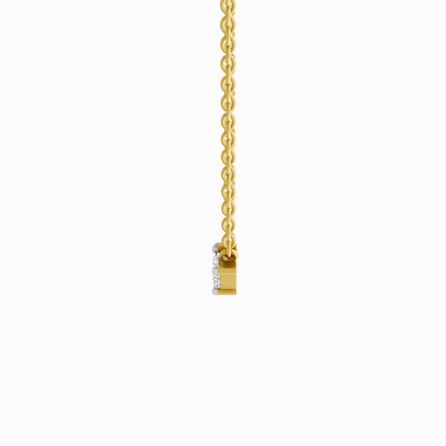 Lab Grown Diamond Necklace 0.2 Carat IGI Certified Round & Princess Shape 925 Sterling Silver Yellow Gold Plated Fashion Necklace
