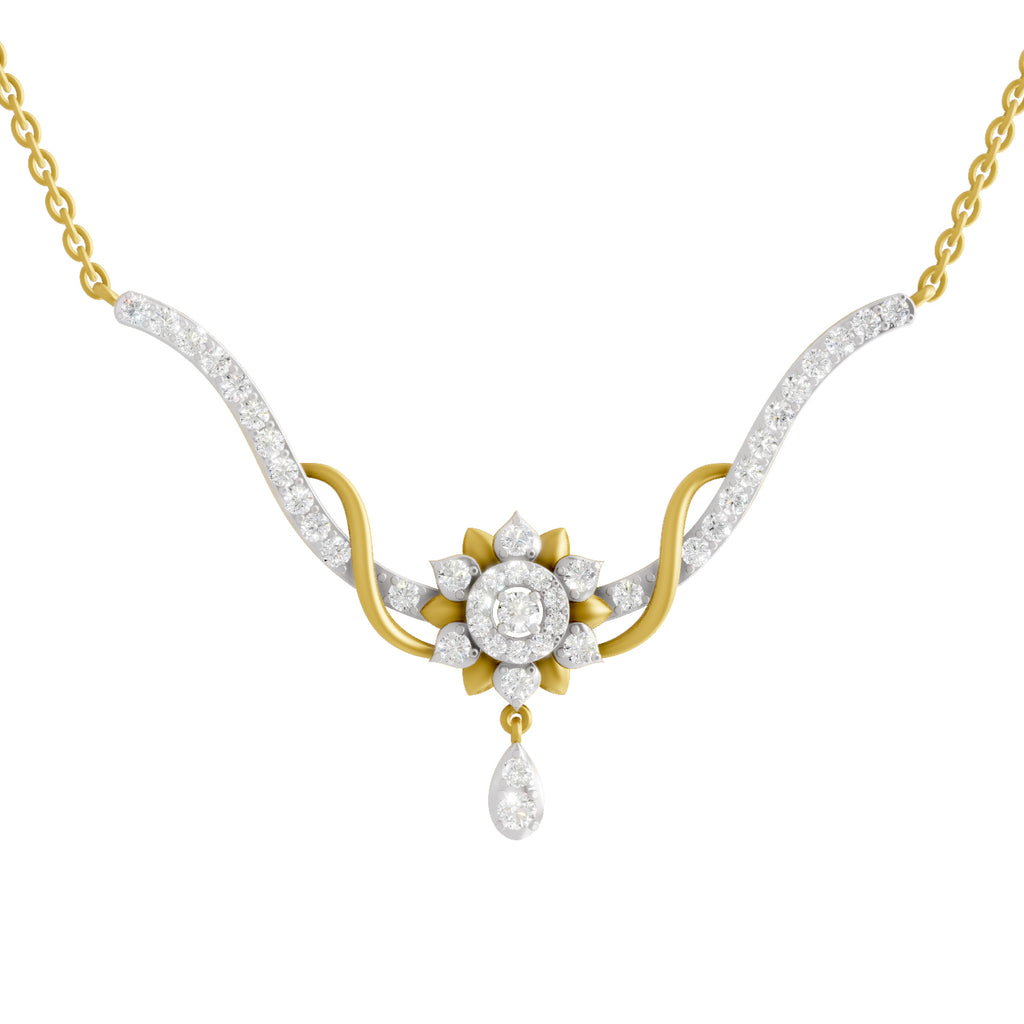 Lab Grown Diamond Necklace 1.06 Carat IGI Certified Round Shape 925 Sterling Silver Yellow Gold Plated Lotus Necklace