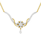 Lab Grown Diamond Necklace 1.06 Carat IGI Certified Round Shape 925 Sterling Silver Yellow Gold Plated Lotus Necklace